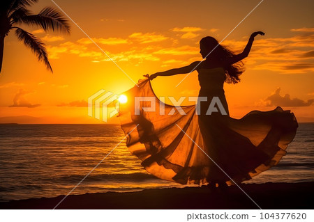 夕陽下在海灘上跳舞的草裙舞女孩 1 AI 生成的圖像 夕陽下在海灘上跳舞的草裙舞女孩 1 AI 生成的圖像 104377620