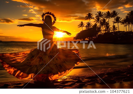 夕陽下在海灘上跳舞的草裙舞女孩 2 AI 生成的圖像 夕陽下在海灘上跳舞的草裙舞女孩 2 AI 生成的圖像 104377621