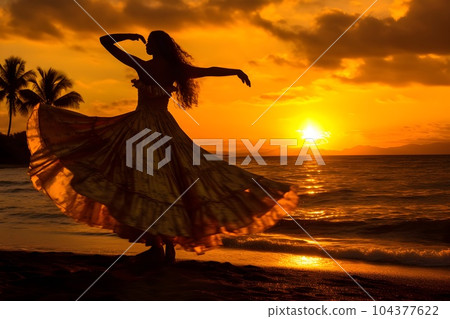 夕陽下在海灘上跳舞的草裙舞女孩 3 AI 生成的圖像 夕陽下在海灘上跳舞的草裙舞女孩 3 AI 生成的圖像 104377622