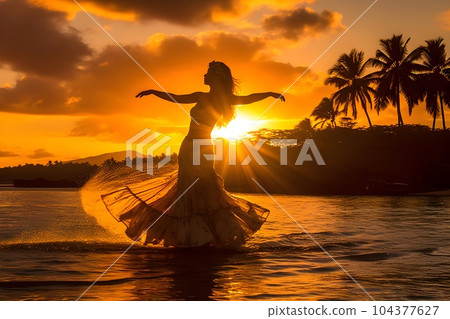 夕陽下在海灘上跳舞的草裙舞女孩 8 AI 生成的圖像 夕陽下在海灘上跳舞的草裙舞女孩 8 AI 生成的圖像 104377627