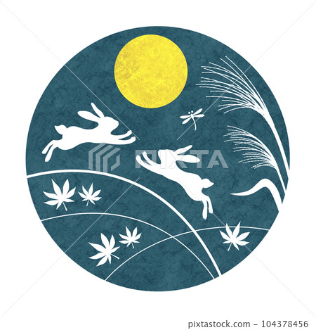 日式賞月剪影插畫秋季標題標題素材 日式賞月剪影插畫秋季標題標題素材 104378456