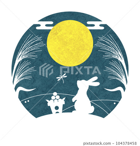 Japanese style silhouette illustration of moon viewing Autumn headline title material Japanese style silhouette illustration of moon viewing Autumn headline title material 104378458