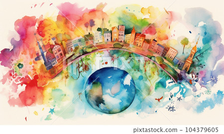 SDGs: watercolor painting of the image of SDGs SDGs: watercolor painting of the image of SDGs 104379605