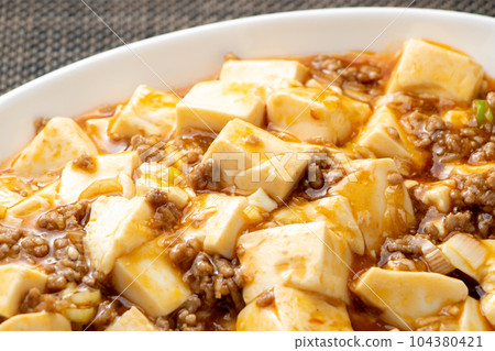 Close-up of mapo tofu. 104380421