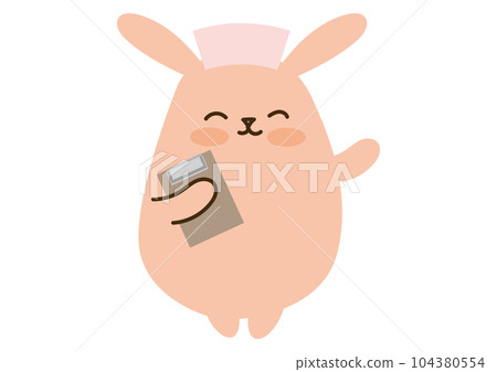 Cute smiling rabbit, chart, nurse cap Cute smiling rabbit, chart, nurse cap 104380554