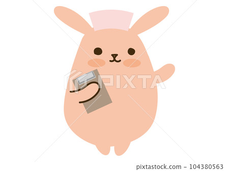 可愛的兔子，圖表，護士帽 104380563