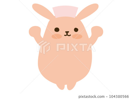 可愛的兔子,舉起手來,護士帽 可愛的兔子,舉起手來,護士帽 104380566