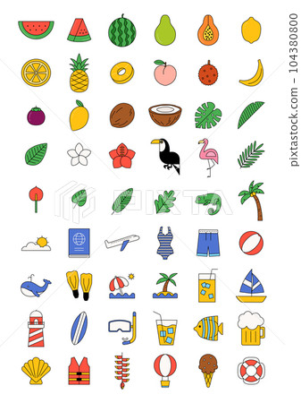 Set of summer objects vector illustration. 104380800