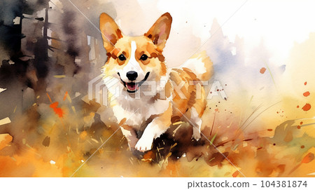 柯基犬 - 水彩 柯基犬 - 水彩 104381874