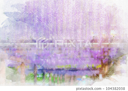 [愛知縣] 名古屋市名城公園的紫藤架水彩畫 104382038
