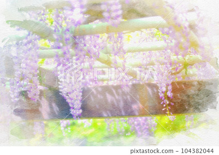 [愛知縣] 名古屋市名城公園的紫藤架水彩畫 104382044