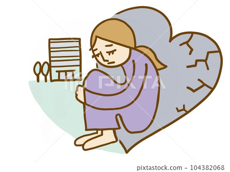 破碎的心靈心理健康抑鬱公司女性插畫 104382068