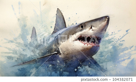 Shark (shark) - watercolor 104382071