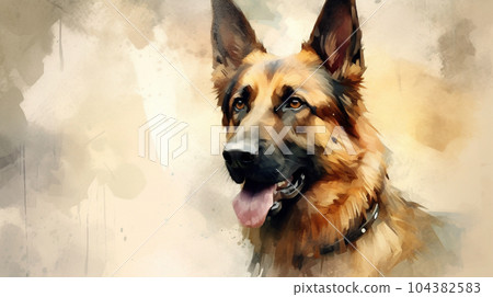 German shepherd watercolor 104382583