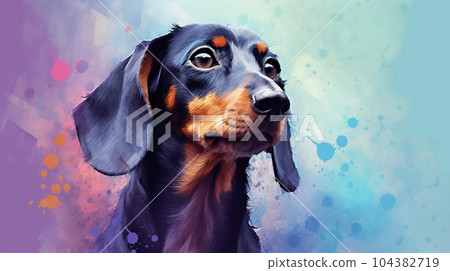 black dachshund watercolor 104382719