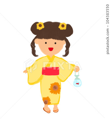 穿著浴衣的餃子發女孩（夏日祭，透明，PNG） 104383550