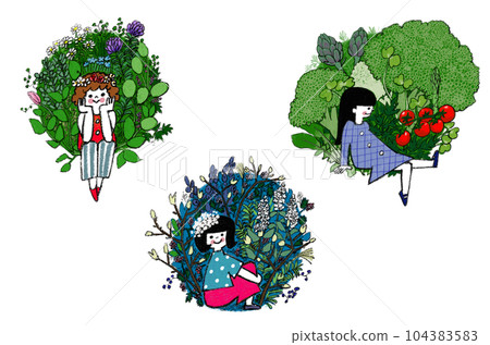 女孩和植物 104383583