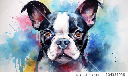 boston terrier watercolor 104383938