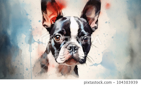 boston terrier watercolor boston terrier watercolor 104383939