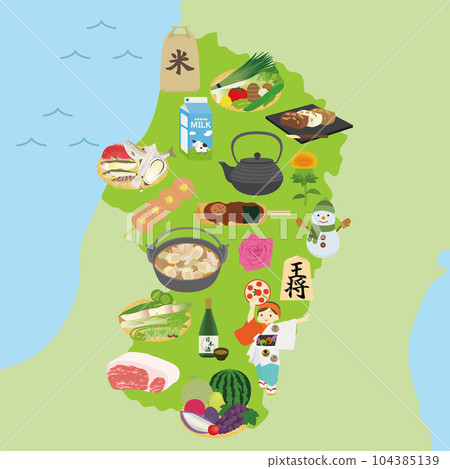 Yamagata prefecture specialty illustration set 104385139