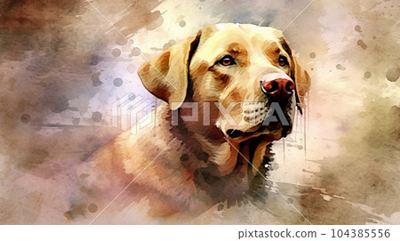 拉布拉多獵犬水彩 104385556