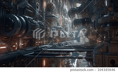 hyper-realistic futuristic city wallpaper. 104385646