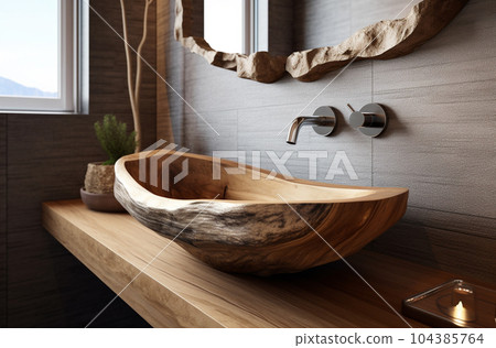Washbasin and bathroom in white modern style with Generative AI Washbasin and bathroom in white modern style with Generative AI 104385764