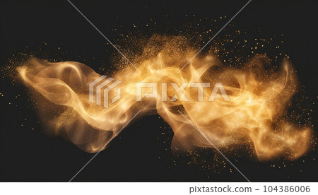 Gold sparks isolated on a black background. 104386006
