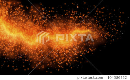 Orange-yellow sparks isolated on a black background. Orange-yellow sparks isolated on a black background. 104386532