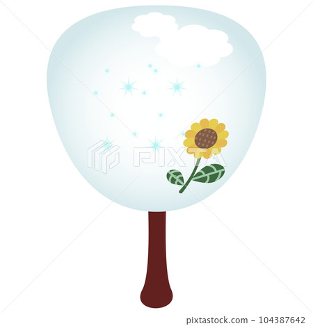 Sunflower pattern fan _ summer material illustration 104387642