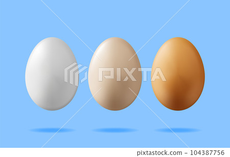 3D Boiled Eggs in Eggshell Isolated 104387756
