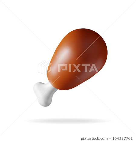 3D Fried Fresh Chicken Leg Isolated on White 3D Fried Fresh Chicken Leg Isolated on White 104387761