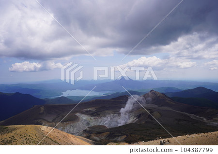 Lake Akan and Mt. Oakan from the summit of Mt. Meakan Lake Akan and Mt. Oakan from the summit of Mt. Meakan 104387799