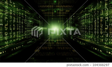 Background image of the image of jumping into the cyber world: detailed CG image 104388297