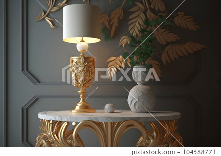 Interior lighting and decoration, white and gold 104388771