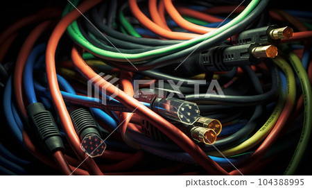Background image with various wires intertwined: detailed CG image 104388995