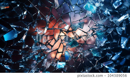 帶有碎玻璃和散落碎片的背景圖像：詳細的 CG 圖像 104389056