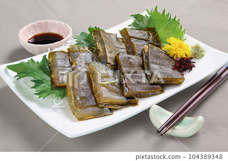 日式海帶刺身拼盤昆布刺身拼盤 104389348