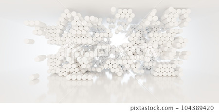 Luxury white abstract architectural minimalistic background. Contemporary showroom. Modern exhibition stand. Empty gallery. Backlight. Polygonal Graphic Design. 3D illustration and rendering. Luxury white abstract architectural minimalistic background. Contemporary showroom. Modern exhibition stand. Empty gallery. Backlight. Polygonal Graphic Design. 3D illustration and rendering. 104389420