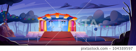 Night music concert stage for outdoor air festival Night music concert stage for outdoor air festival 104389597