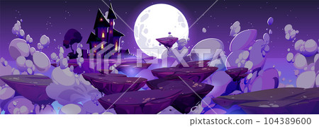 Fantasy sky road to magic castle vector background Fantasy sky road to magic castle vector background 104389600