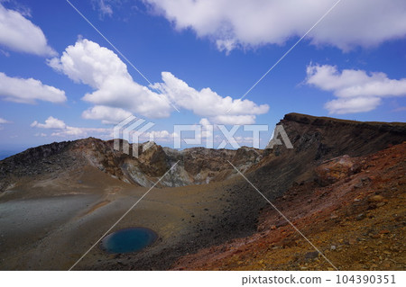 Mysterious Blue Aoike Pond on Mt. Meakandake Mysterious Blue Aoike Pond on Mt. Meakandake 104390351