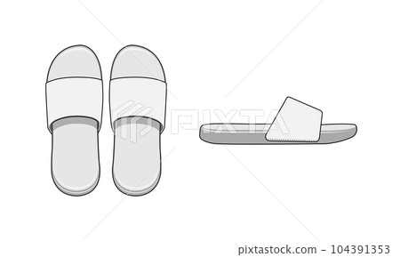 休閒涼鞋(拖鞋)矢量模板插畫 休閒涼鞋(拖鞋)矢量模板插畫 104391353