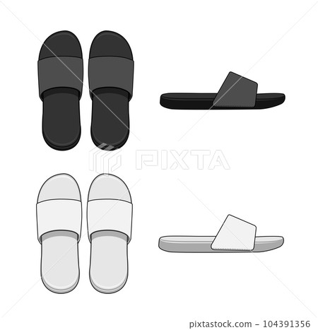 Casual sandals (slippers) vector template illustration set 104391356