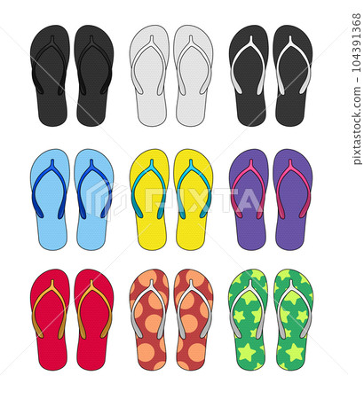 Beach sandals (Bee sandals) vector template illustration set Beach sandals (Bee sandals) vector template illustration set 104391368