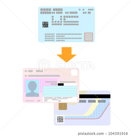 Various insurance cards and My Number Card Japan 104391916