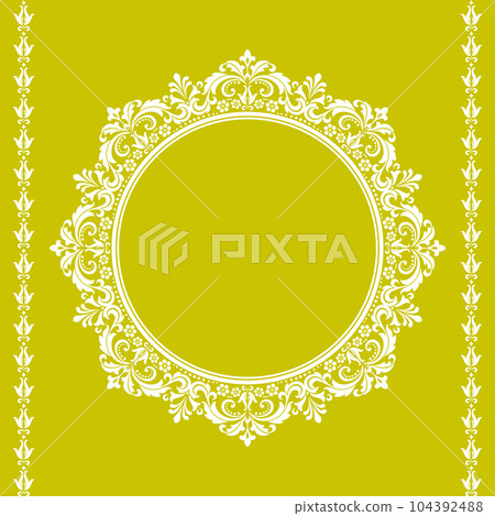 Decorative frame Elegant vector element for design in Eastern style, place for text. Floral yellow and white border. Lace illustration for invitations and greeting cards Decorative frame Elegant vector element for design in Eastern style, place for text. Floral yellow and white border. Lace illustration for invitations and greeting cards 104392488