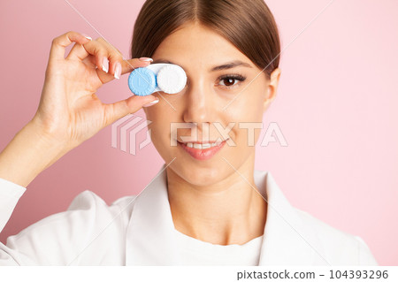 Eyesight correction. Ophthalmology, excellent vision or optician shop concept. 104393296