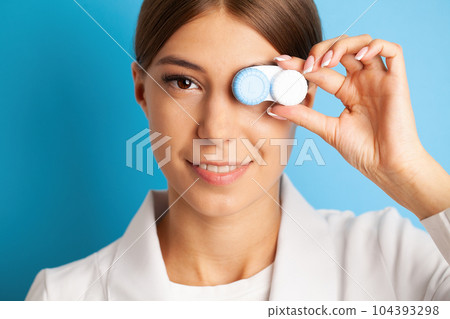 Eyesight correction. Ophthalmology, excellent vision or optician shop concept. 104393298