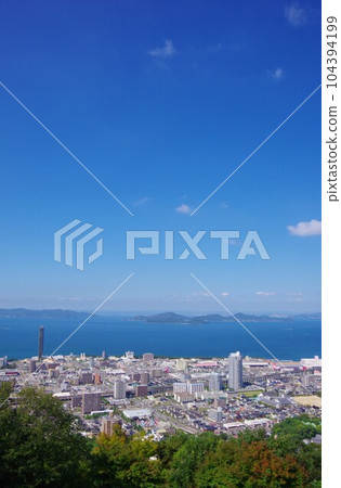 View of Utazu Town and Ushijima and Honjima from Aonoyama, Kagawa Prefecture 104394199